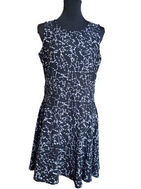 mark. Black Sleeveless Fit-and-Flare Constellation Print Dress